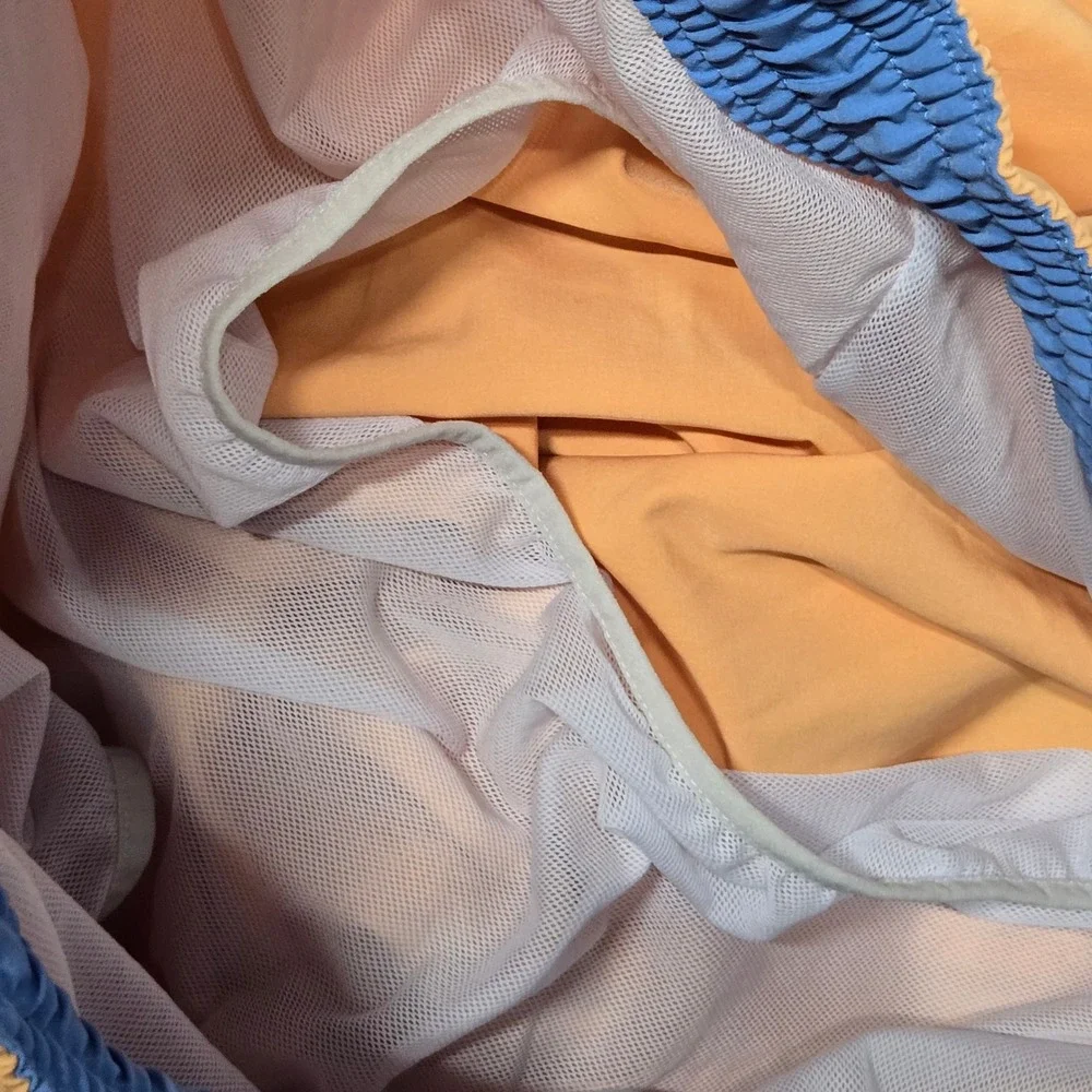 Polo Ralph Lauren Mens Orange Peach Swim Trunks Blue Pony Logo Mesh Lined 2XB 40
